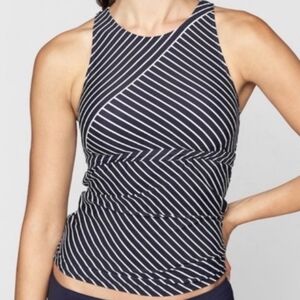 Athleta Offshore Tankini Top Navy Stripe Large